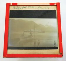 Vintage B&W Magic Lantern Slide Stem Cruise Ship & Lighter Norway Fjord 1924