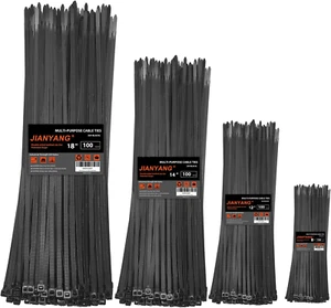400 Cable Zip Ties Wire Assorted Size 8+12+14+18 Inch 100LBS TS Heavy Duty Nylon - Picture 1 of 12