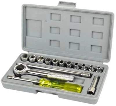17 Pcs 1/4” Inch Wrench Socket Adaptors Set Handy Boxed Set Essential for Small. - Image 1 of 4