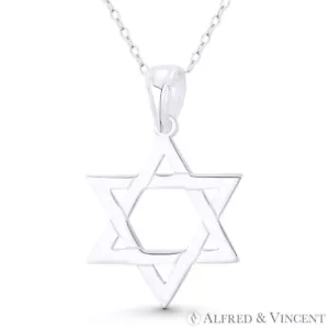 Estrella de David Jewish Magen Charm Judaica Sólido 925 Plata de Ley Colgante Grande - Imagen 1 de 1