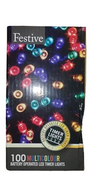 Lot x 3 Festive Christmas Lights Battery Operated Timer LED Multicolor 100 bulbs - Image 1 of 2