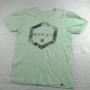 Hurley Shirt Basic Short Sleeve Adult Casual Tee Size M Green Mens Logo - Picture 1 of 7