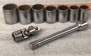 Craftsman 1/2" Drive 9pc Socket Set =V= Forge 11/16" to 1-1/8" SAE Ext & Swivel - Picture 1 of 2