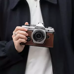 Handgefertigte Echtleder-Kameragrifftasche Tasche Hülle für Olympus OM SYSTEM OM-3 - Bild 1 von 33