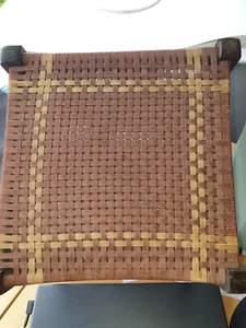 Rare Vintage Wooden Frame Woven Rattan Footstool 29cm High 31 x 31cm wide Brown - Picture 1 of 7