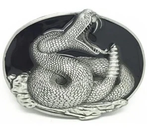 Black Rattlesnake Belt Buckle Metal BU225 - Picture 1 of 1