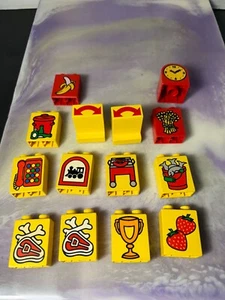 Vintage Lego Duplo Printed Bricks Blocks Bundle - Lot of 14 - Picture 1 of 4