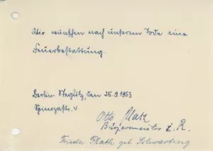 Otto Plath - signierte Albumseite - Bild 1 von 1