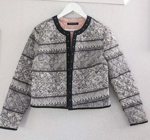 Viz a Viz Damen Steppjacke offene Hemdlänge Langarm grau Muster S - Bild 1 von 8