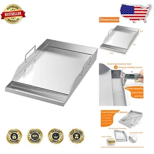 12.5" x 16" Nonstick Stainless Steel Griddle - Universal Hibachi Grill Plate - Picture 1 of 7