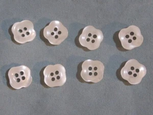 Set of 8 Small Pearlized Iridescent Glossy 4 Hole Carve Out Flower Sewing Button - Picture 1 of 4