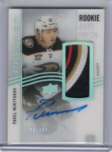 2023-24 UD Premier Rookie Patch Auto Acetate Pavel Mintyukov RC #/249 - ANAHEIM - Picture 1 of 2