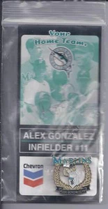 1999 Your Home Team sombrero de solapa pin botón trasero Florida Marlins Alex Gonzalez - Imagen 1 de 1