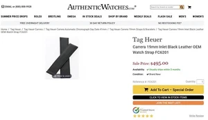 New TAG Heuer FC6201 black leather watch strap Carrera Monza 19mm WAR WV WV211A - Picture 1 of 22