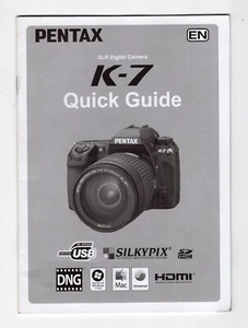 Cámara réflex digital Pentax K-7 genuina guía rápida en inglés - Imagen 1 de 6