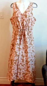 NWT Women Sz XL Gap Sundress Beige & Pink Floral Pattern w Draw String & Pockets - Picture 1 of 23