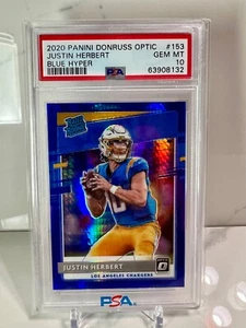 2020 PANINI DONRUSS OPTIC JUSTIN HERBERT BLUE HYPER PSA 10RATED ROOKIE - Bild 1 von 2