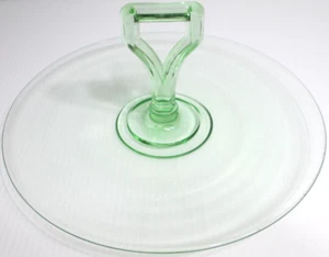 Vintage Cambridge Glass Serving Tray Plate Center Handle Green Depression 10" D - Picture 1 of 5
