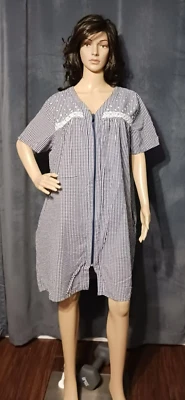 Croft Barrow Intimates Dress Woman XL Blue Black Night Gown  Pockets Comfort - Image 1 of 4