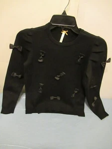 P29) girls size 12 Kidichic Black Knit Sweater with Bow accent - Picture 1 of 5