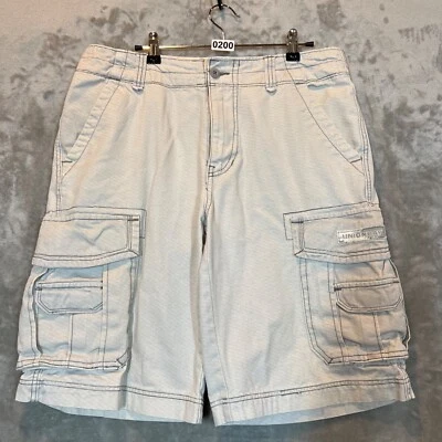 Pantalones Cortos Unionbay Para Hombres 31 Carga Blanco/Gris Tiras Patín Bolsillos Sueltos Hip Hop Y2K Foto 1 de 4