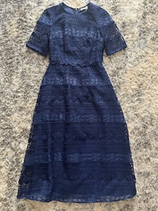 ASOS Blue Laci Crochet Dress Lined Sz 4  - Picture 1 of 4