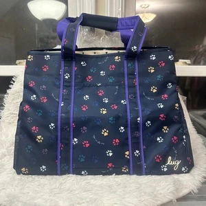 LUG Rover Extra Large Carry All Tote Bag Blue Paw Print w/ luggage sleeve NEW - Picture 1 of 10