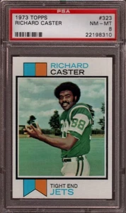 1973 TOPPS # 323 RICHARD CASTER ☆RARO☆ NEW YORK JETS PSA 8 QUASI NUOVO-MT - Foto 1 di 1