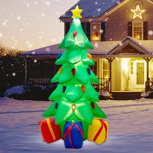 7 FT Inflatable Christmas Tree, Christmas Tree with 3 Gift Wrapped Boxes, Christ - Picture 1 of 12