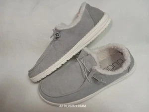 Hey Dude Wendy Damen-Slipper Cord cremefarben Kunstfell gefüttert Halbschuhe Größe 12 - Bild 1 von 9