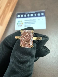 2.50 Radiant Lab Grown Diamond Engagement Ring Fancy Vivid Pink IGI Certified - Picture 1 of 12