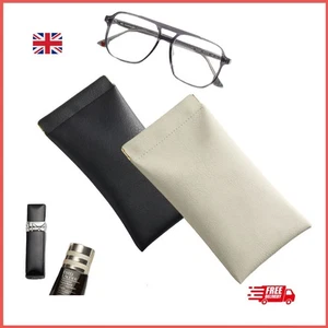 Magnetic Glasses Case Soft Leather Pouch Spring Top for Sunglasses Eyeglasses - Picture 1 of 8