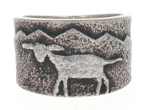 8 - Tufa Cast Lamb Scene Ring By Navajo Artist Darryl Dean Begay - Picture 1 of 4