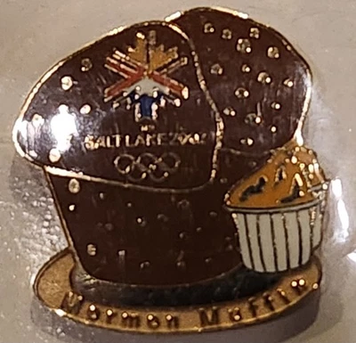 Salt Lake City 2002 Utah Olympic Pin Food Mormon Muffin Winter Games - Image 1 of 4