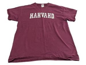 Harvard University Hahvahd T Shirt Gildan Size Large 100% Cotton Crimson - Picture 1 of 6