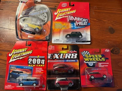 DieCast Mini & Mini Coopers 5 cars MatchboxColJohnnyLightningSpeed WheelsEXLR8 - Image 1 of 4