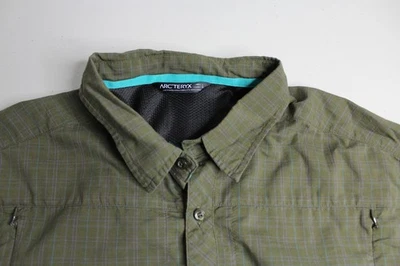 Para Hombres L Grande Arc'teryx Manga Larga Abotonada Verde Púrpura Verde Teal Líneas Arcteryx Foto 1 de 4