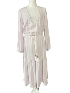 Abito Joie donna grande manica lunga lino rayon coulisse boho contadino midi - Foto 1 di 15