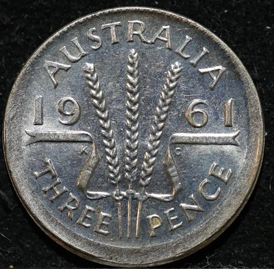 Australia 3 Pence 1961 pre decimal Off Center Error Silver Coin High Grade Rare - Image 1 of 2