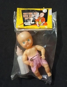 NOS - Vintage 1960s Small Wetting Doll Original Package, Hong Kong. Novelty Toy. - Picture 1 of 2