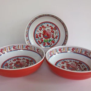 3 Cuencos de Melamina ROOSTER ROJO Por LE CADEAUX Estilo Italiano 7.5" Sopa Ensalada Cereal - Imagen 1 de 13