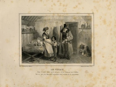 Antigua impresión maestra - El propietario no colecciona alquiler - La terme - Raffet - 1836 Foto 1 de 4