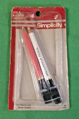 2 lápices de marca de tiza vintage - rosa y blanco - lápices de modista simplicidad Foto 1 de 3
