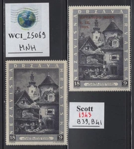 WC1_25069.KROATIEN. 1943 ST. MARIA CHURCH w. ovpt. briefmarken. Sc.B39, B41. MNH - Bild 1 von 1