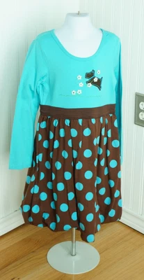 Vestido bainha bolha manga longa bolha turquesa novo com etiquetas batata doce bolinhas cachorro Scotty - Imagem 1 de 4