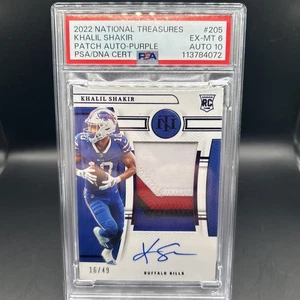2022 NATIONAL TREASURES KHALIL SHAKIR TRUE RPA ROOKIE PATCH RC AUTO /49 PSA - Picture 1 of 3