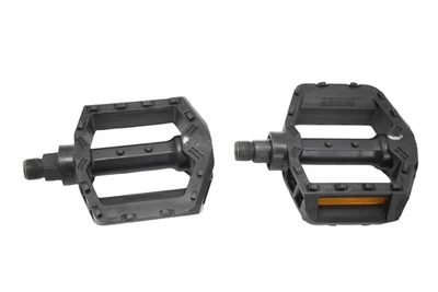 Feimin FP-853 L R Platform Bicycle Pedals Black Plastic Flats Reflectors - Image 1 of 4