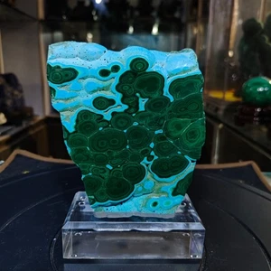 Muestra mineral de cristal de cuarzo de malaquita cruda natural superior de 2,53 lb curación + soporte - Imagen 1 de 9