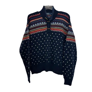 Maglione nordico vintage Polo Ralph Lauren uomo scialle blu 1/4 legno toggle XXL - Foto 1 di 9