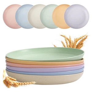 6 PACK 10 Inch Lightweight Wheat Straw Plates, Unbreakable and Reusable Plate... - Picture 1 of 7